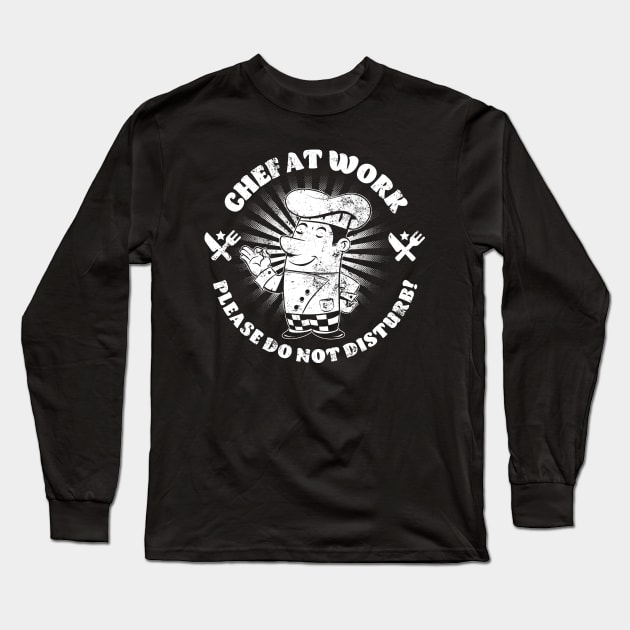 Chef at Work Cartoon Long Sleeve T-Shirt by Black Tee Inc